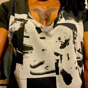 Vans Dark Gray Vintage V Neck T-shirt